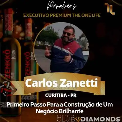 Imagem comemorativa prestando o reconhecimento a Carlos Zanetti como executivo da Premium The One Life